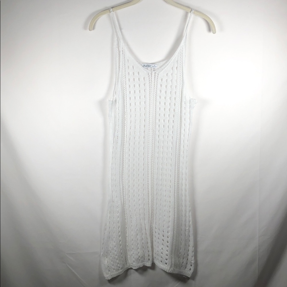 Astr White Crochet Boho‎ Festival Layering Mini Dress